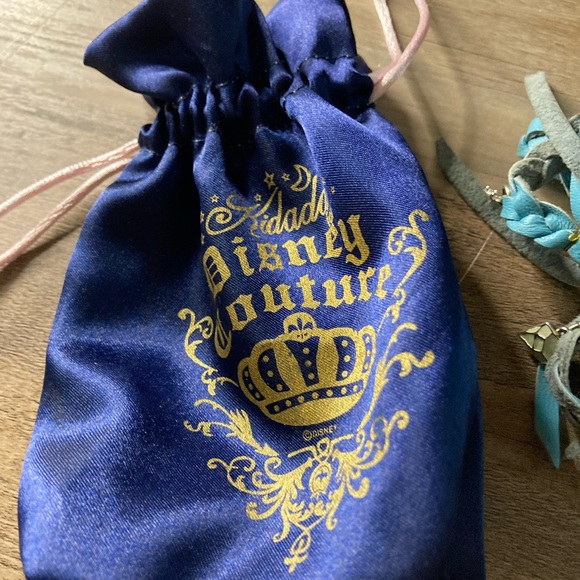 Kidada Disney Couture Princess Silver tone Charms Wrap Bracelet w Blue Leather - Picture 2 of 5